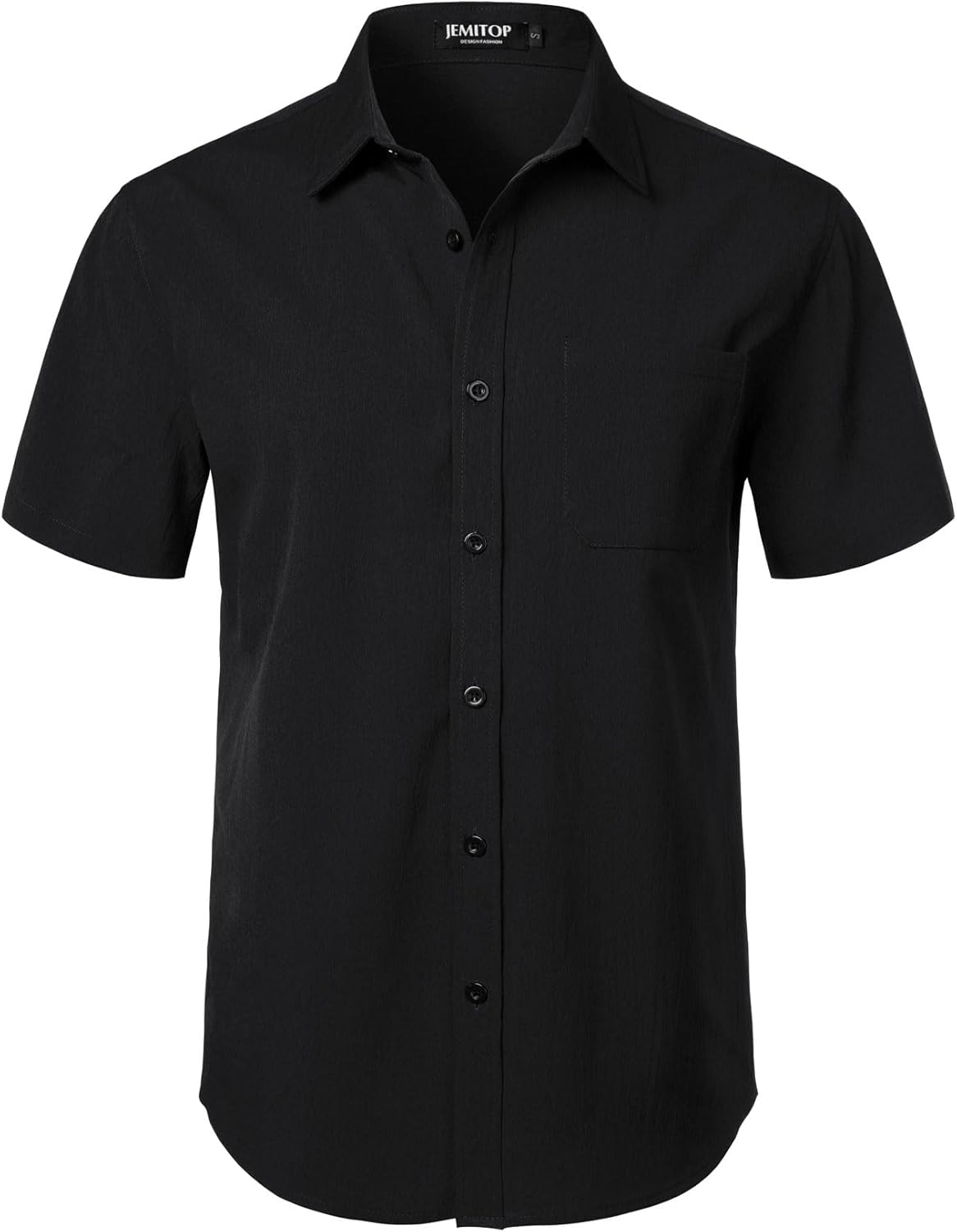 JEMITOP Men's Stretch Wrinkle Free Short Sleeve Texture Shirt Lightweight Summer Button Down Shirts for Beach Vacation