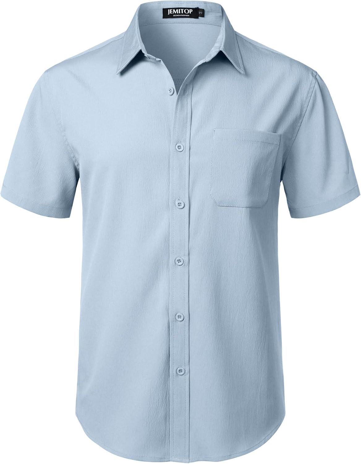 JEMITOP Men's Stretch Wrinkle Free Short Sleeve Texture Shirt Lightweight Summer Button Down Shirts for Beach Vacation