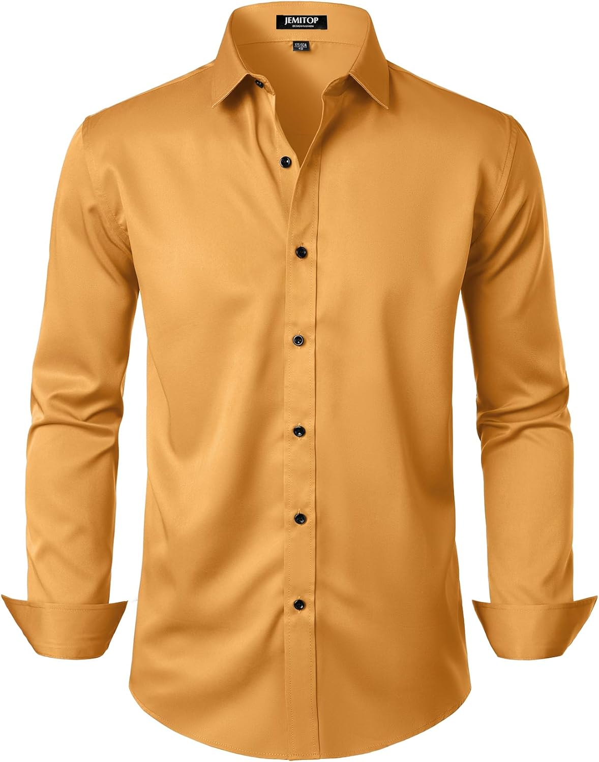JEMITOP Men's Stretch Wrinkle Free Dress Shirts Formal Prom Wedding Long Sleeve Button Down Shirts