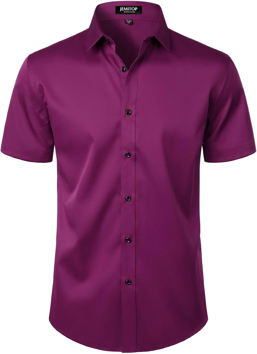 JEMITOP Men's Stretch Wrinkle Free Dress Shirts Formal Wedding Prom Short Sleeve Slim Fit Button Down Shirt