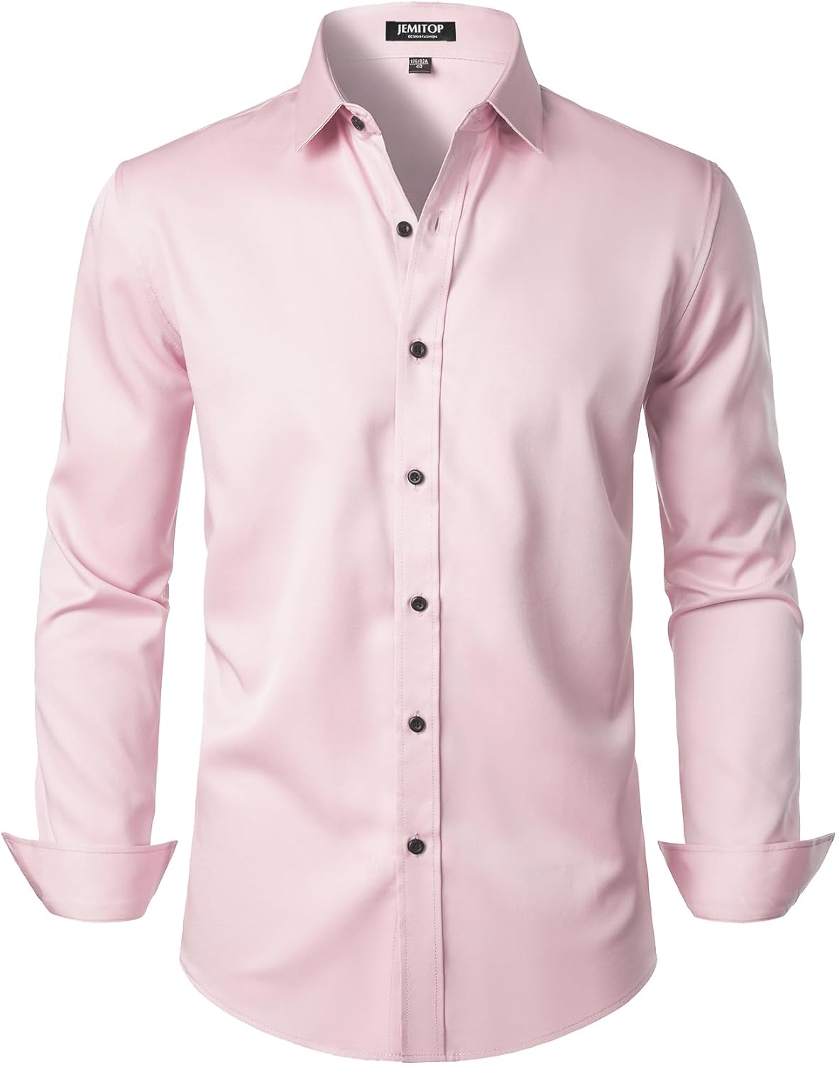 JEMITOP Men's Stretch Wrinkle Free Dress Shirts Formal Prom Wedding Long Sleeve Button Down Shirts