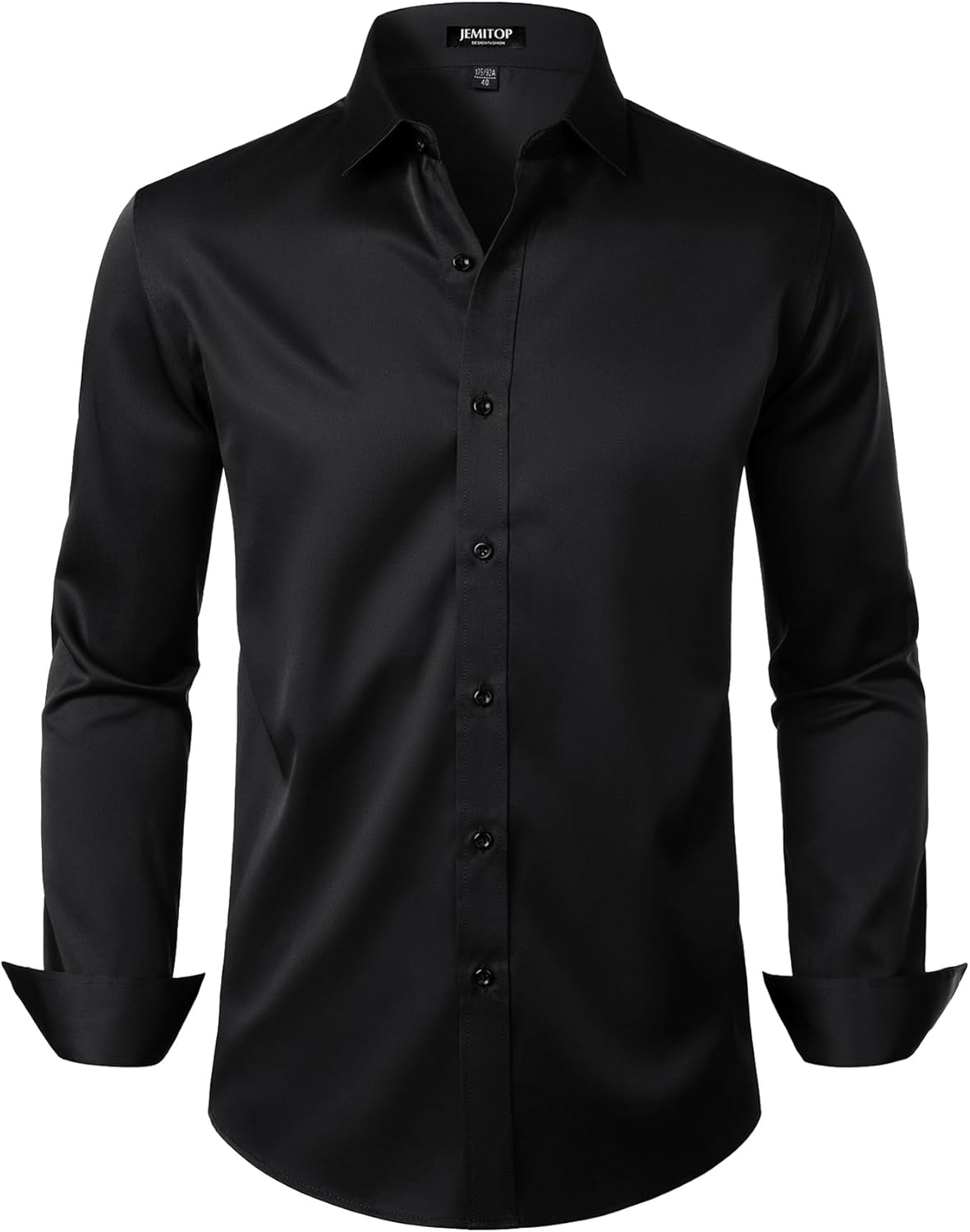 JEMITOP Men's Stretch Wrinkle Free Dress Shirts Formal Prom Wedding Long Sleeve Button Down Shirts
