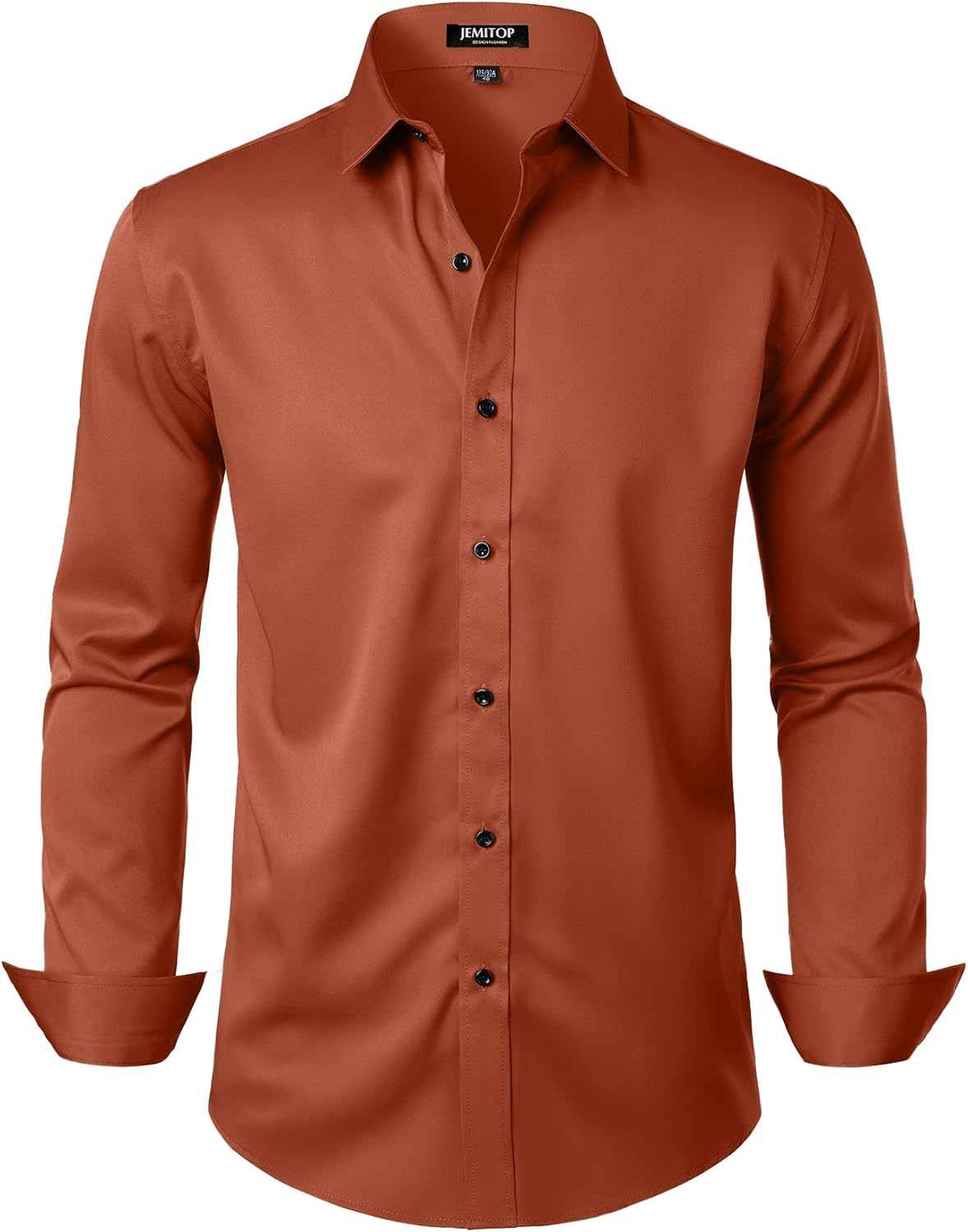 JEMITOP Men's Stretch Wrinkle Free Dress Shirts Formal Prom Wedding Long Sleeve Button Down Shirts