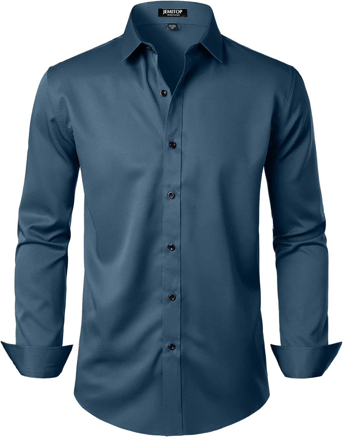 JEMITOP Men's Stretch Wrinkle Free Dress Shirts Formal Prom Wedding Long Sleeve Button Down Shirts