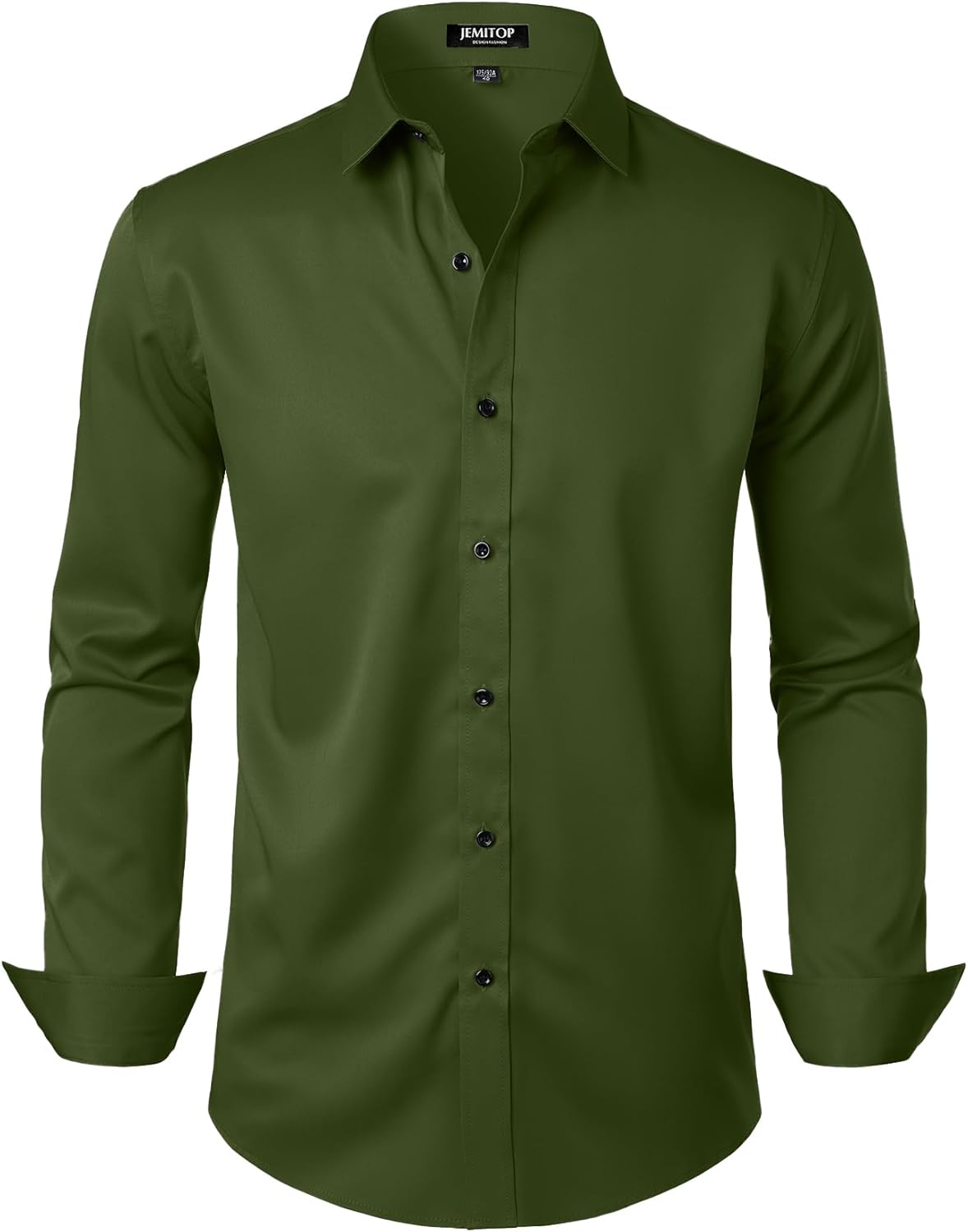 JEMITOP Men's Stretch Wrinkle Free Dress Shirts Formal Prom Wedding Long Sleeve Button Down Shirts