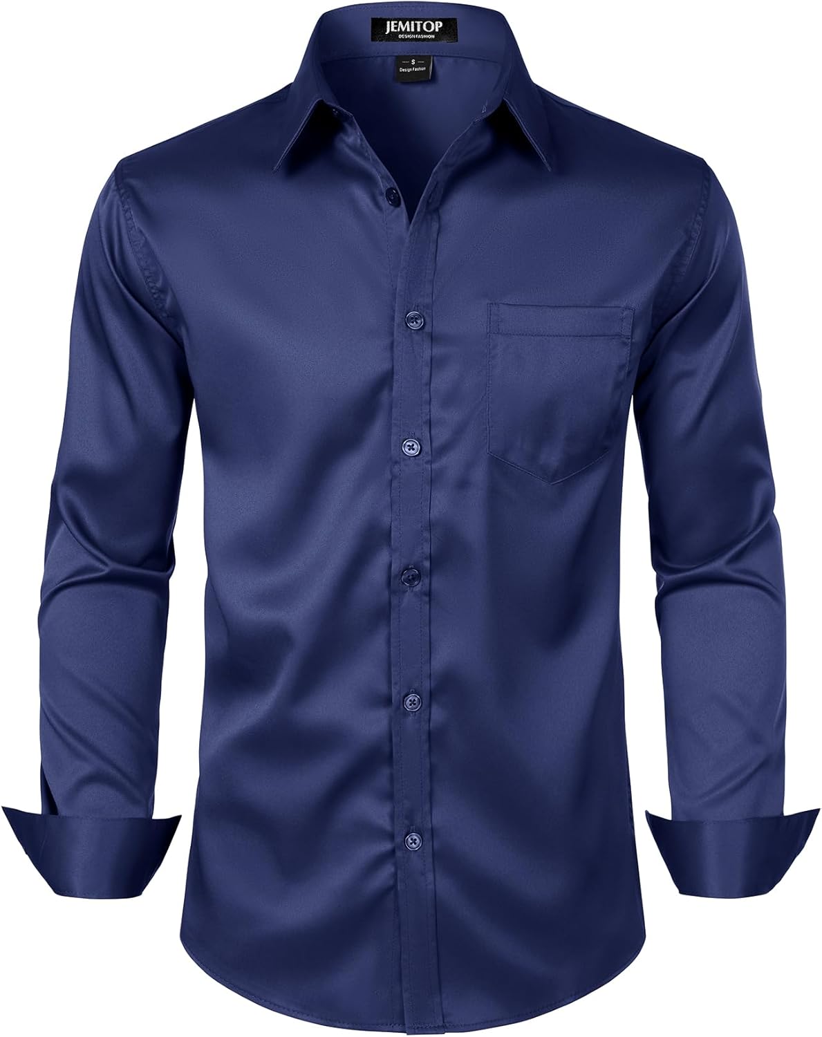 JEMITOP Men's Stretch Slim Fit Dress Shirts Formal Wedding Prom Business Long Sleeve Button Down Shirt with Pocket
