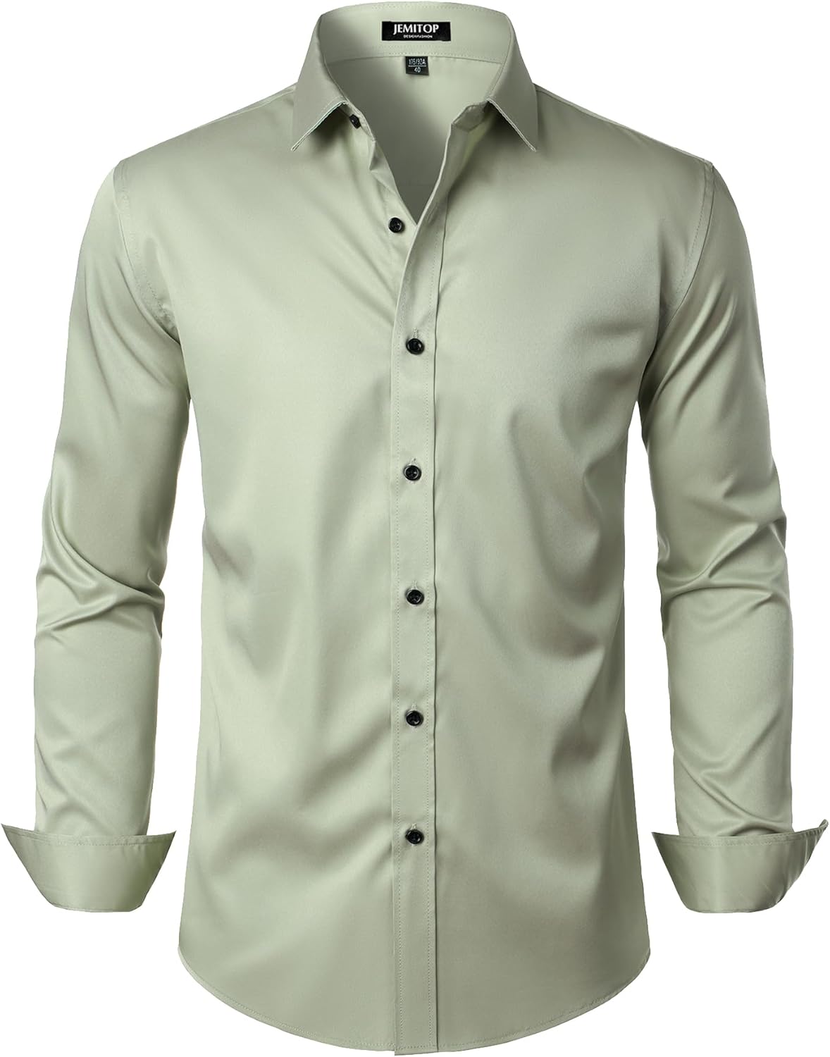 JEMITOP Men's Stretch Wrinkle Free Dress Shirts Formal Prom Wedding Long Sleeve Button Down Shirts