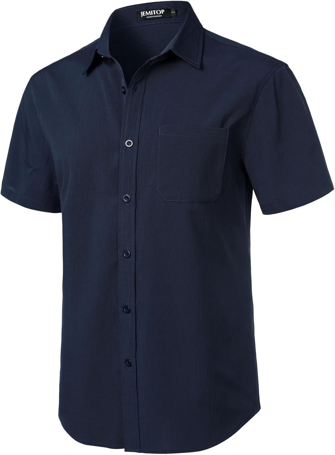 JEMITOP Men's Stretch Wrinkle Free Short Sleeve Texture Shirt Lightweight Summer Button Down Shirts for Beach Vacation