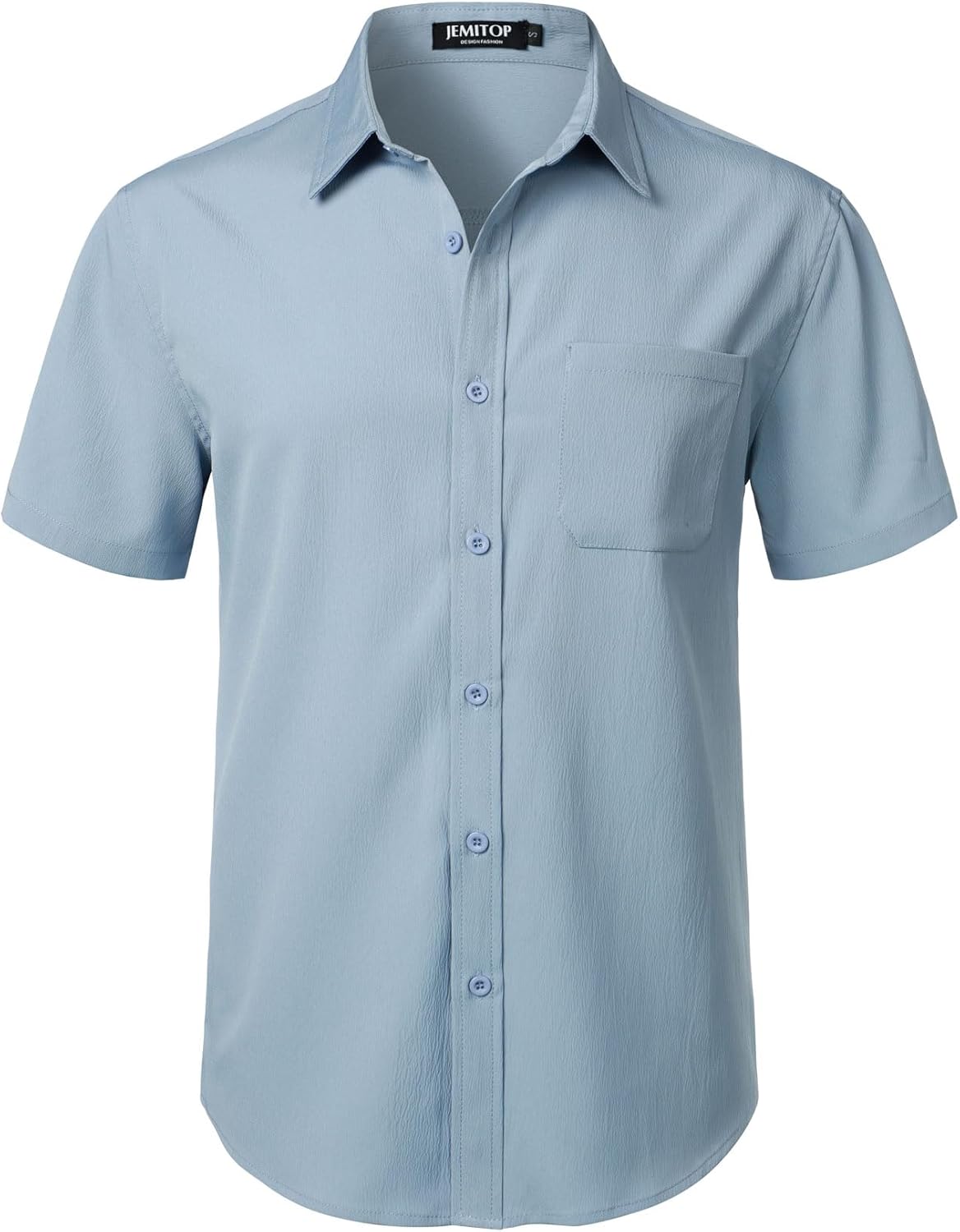JEMITOP Men's Stretch Wrinkle Free Short Sleeve Texture Shirt Lightweight Summer Button Down Shirts for Beach Vacation