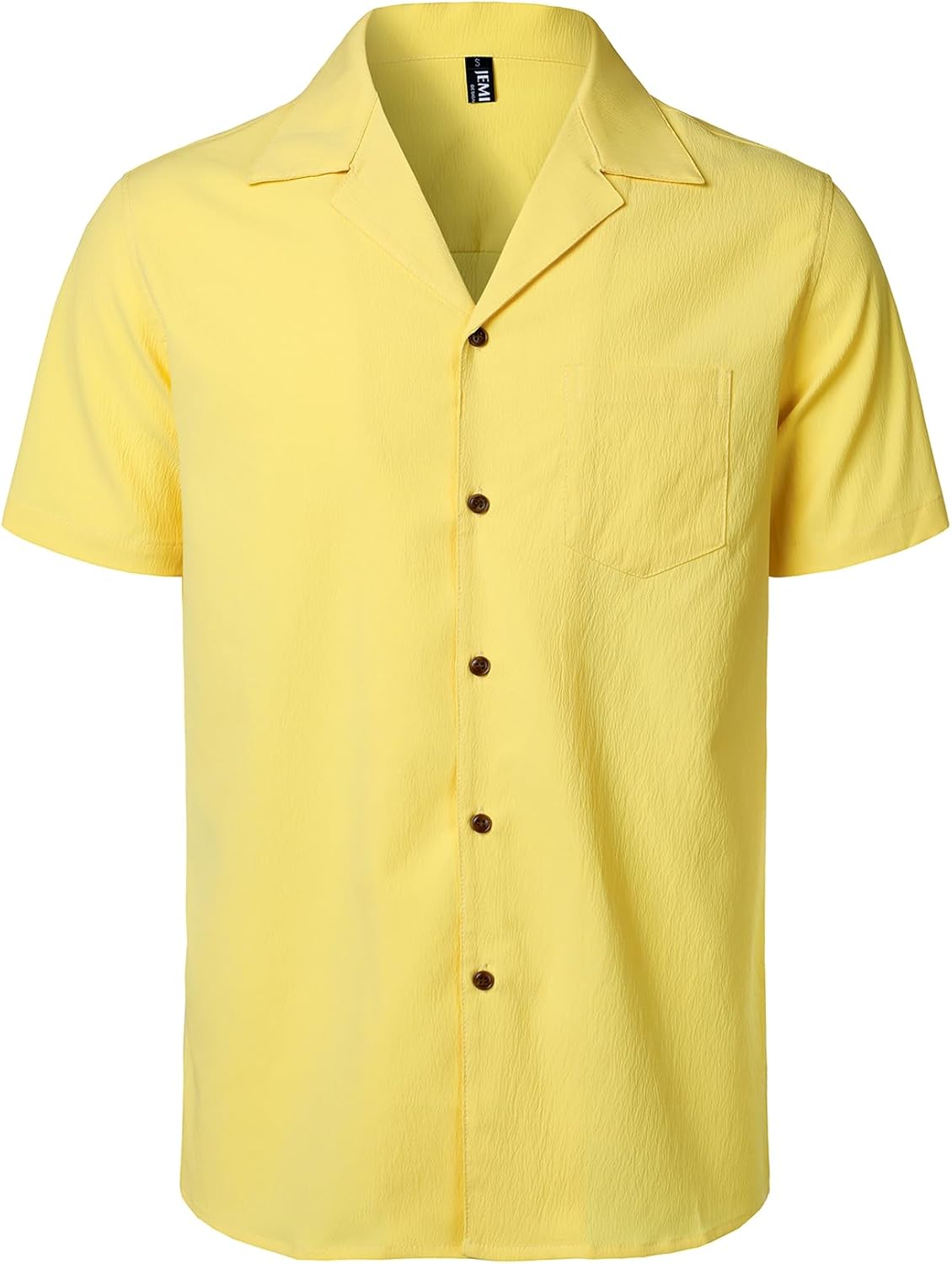 JEMITOP Men's Stretch Cuban Collar Shirt Summer Lightweight Short Sleeve Button Down Shirts with Pocket for Beach Vacation