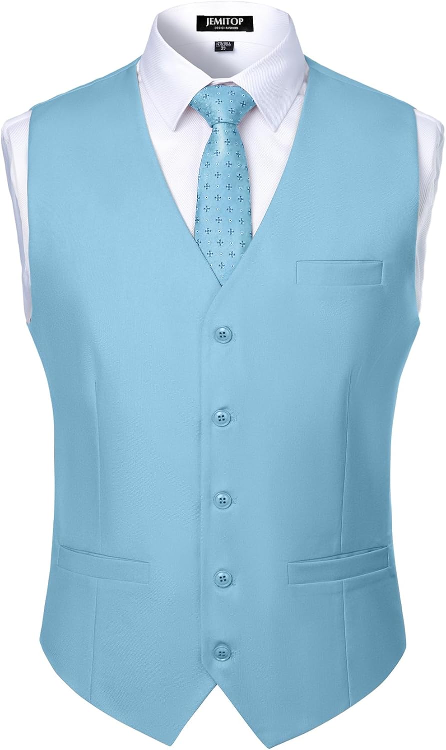 JEMITOP Men's Classic Slim Fit Dress Vest Formal Wedding Prom Tuxedo Suit Vest with Pocket