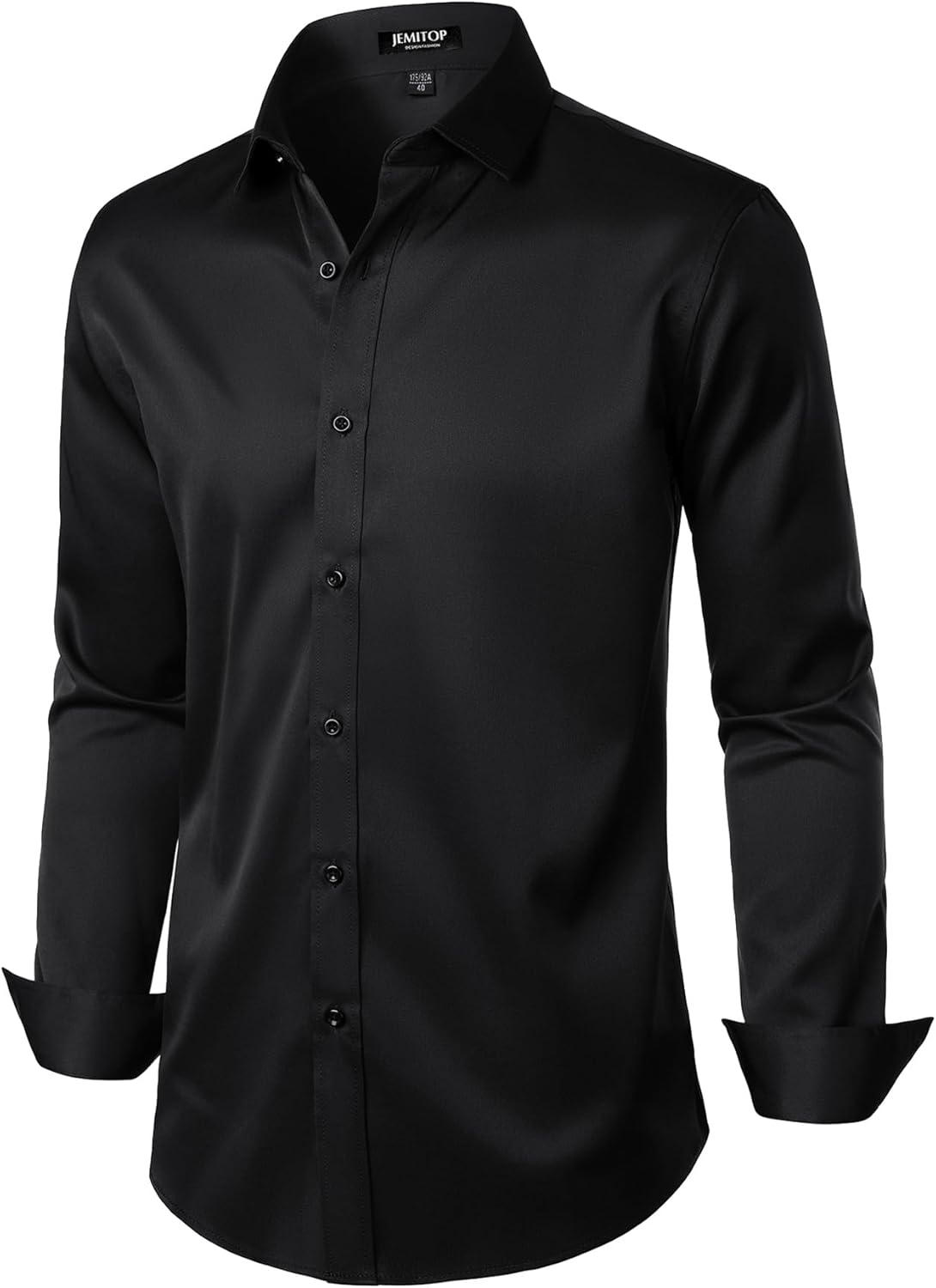 JEMITOP Men's Stretch Wrinkle Free Dress Shirts Formal Prom Wedding Long Sleeve Button Down Shirts