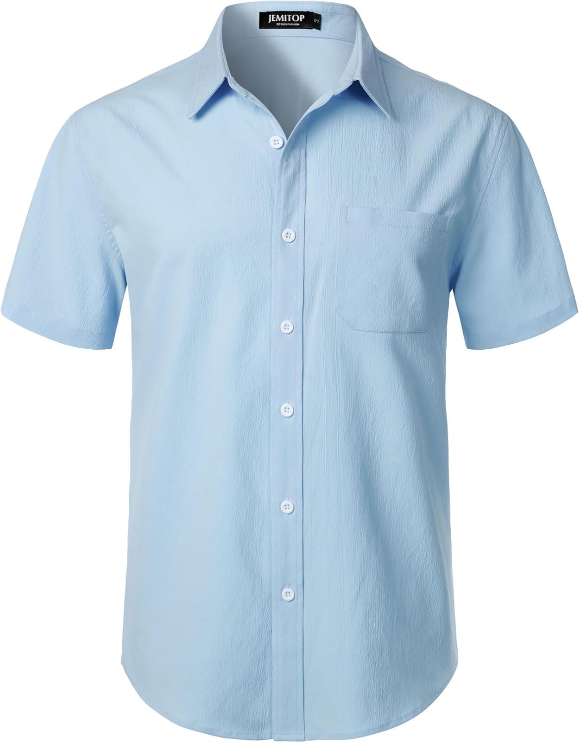 JEMITOP Men's Stretch Wrinkle Free Short Sleeve Texture Shirt Lightweight Summer Button Down Shirts for Beach Vacation