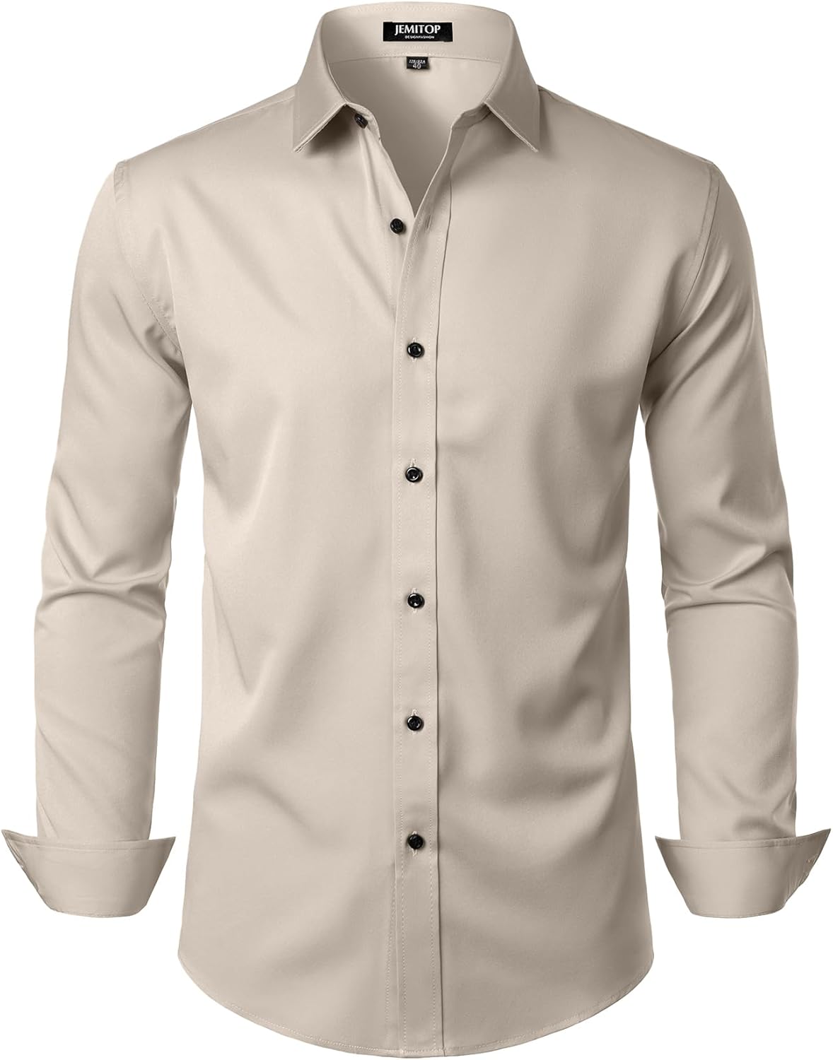 JEMITOP Men's Stretch Wrinkle Free Dress Shirts Formal Prom Wedding Long Sleeve Button Down Shirts