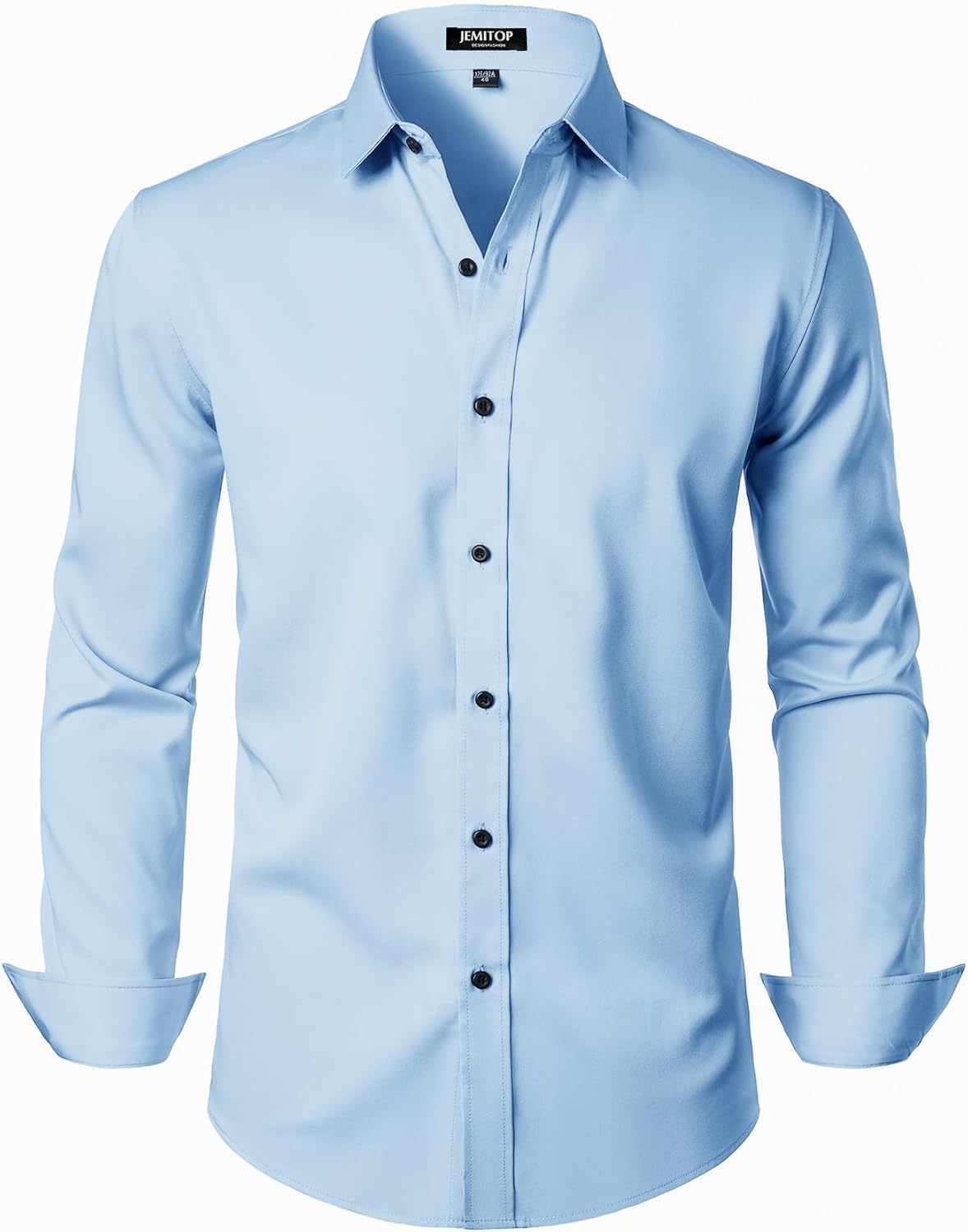 JEMITOP Men's Stretch Wrinkle Free Dress Shirts Formal Prom Wedding Long Sleeve Button Down Shirts