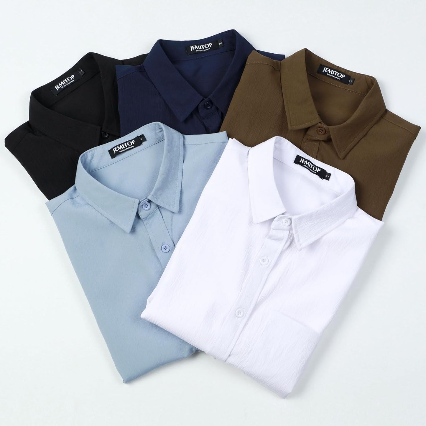 JEMITOP Men's Stretch Wrinkle Free Short Sleeve Texture Shirt Lightweight Summer Button Down Shirts for Beach Vacation
