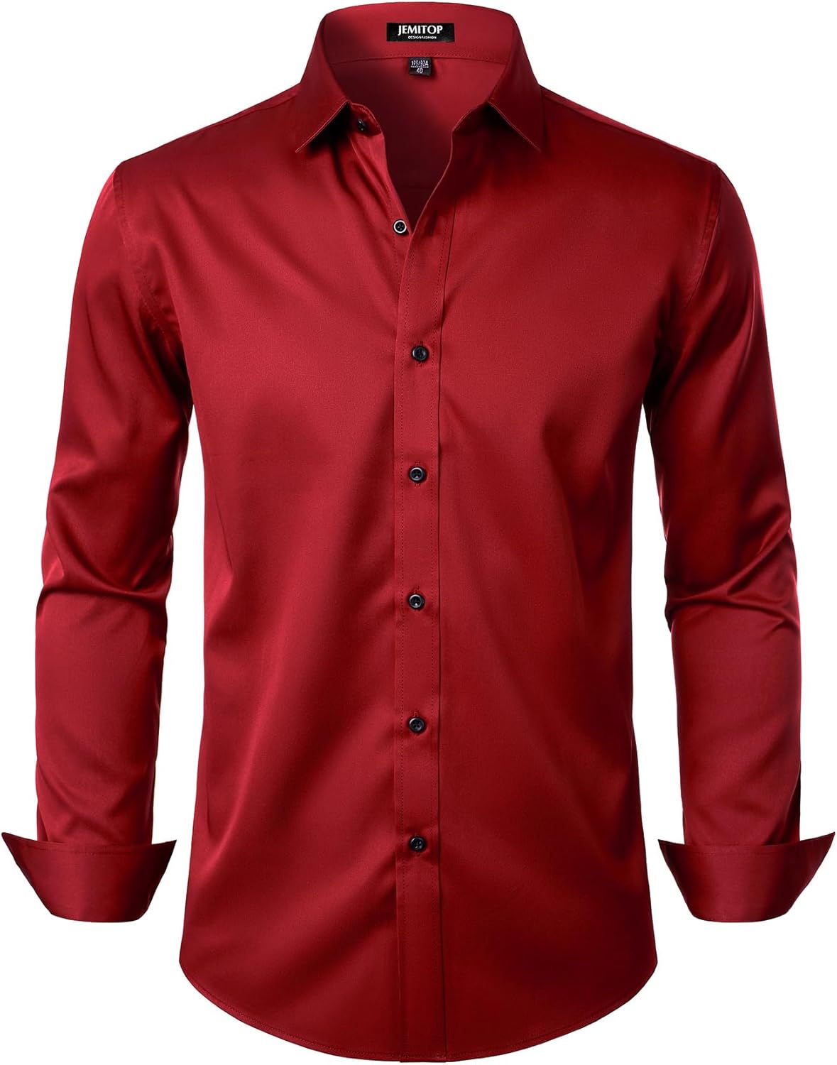 JEMITOP Men's Stretch Wrinkle Free Dress Shirts Formal Prom Wedding Long Sleeve Button Down Shirts