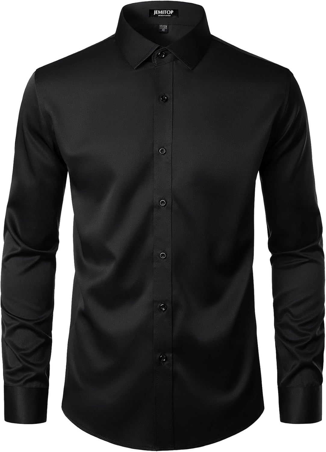 JEMITOP Men's Stretch Wrinkle Free Dress Shirts Formal Prom Wedding Long Sleeve Button Down Shirts