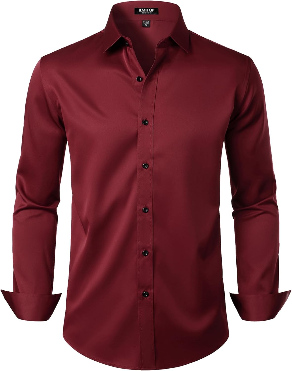 JEMITOP Men's Stretch Wrinkle Free Dress Shirts Formal Prom Wedding Long Sleeve Button Down Shirts