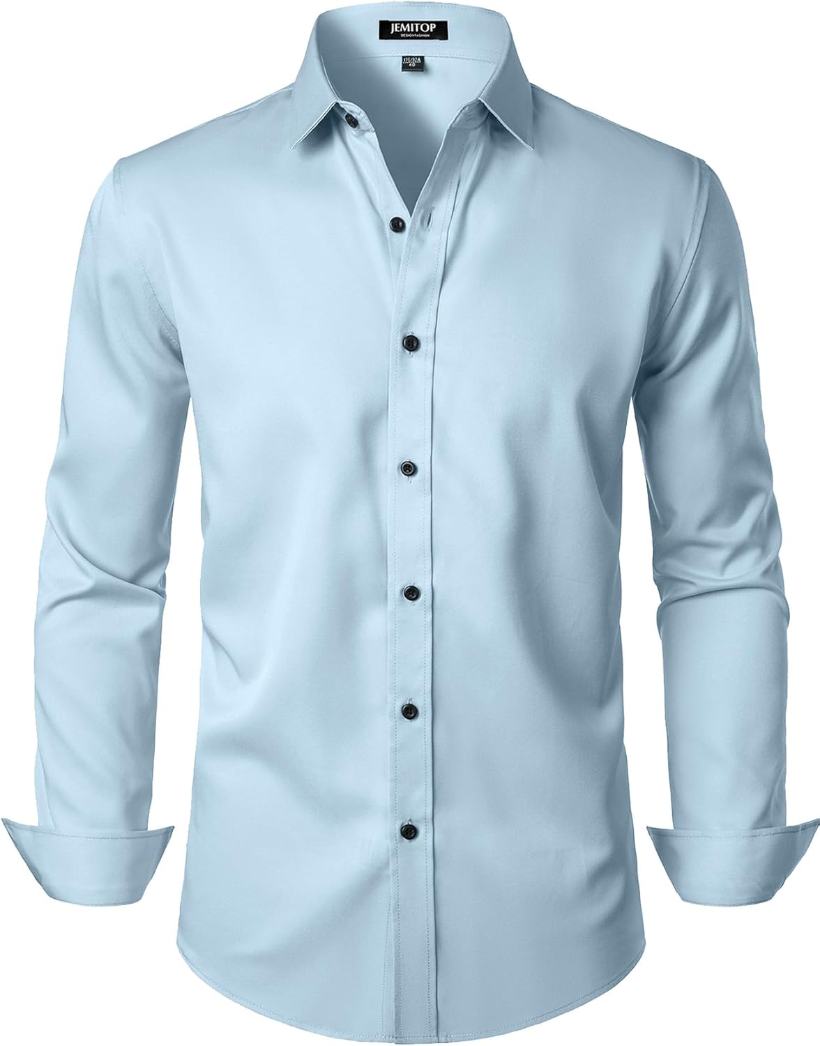 JEMITOP Men's Stretch Wrinkle Free Dress Shirts Formal Prom Wedding Long Sleeve Button Down Shirts