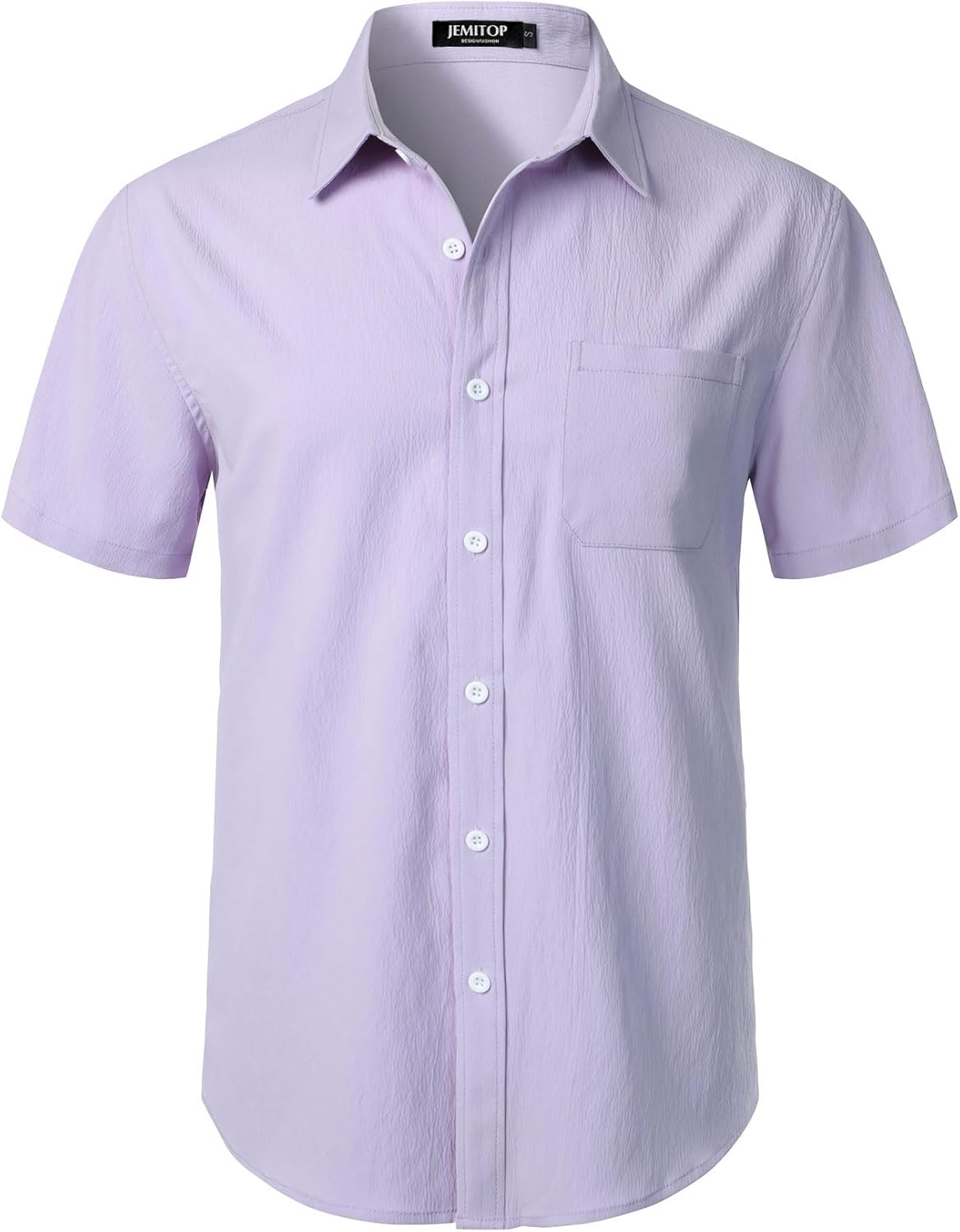 JEMITOP Men's Stretch Wrinkle Free Short Sleeve Texture Shirt Lightweight Summer Button Down Shirts for Beach Vacation