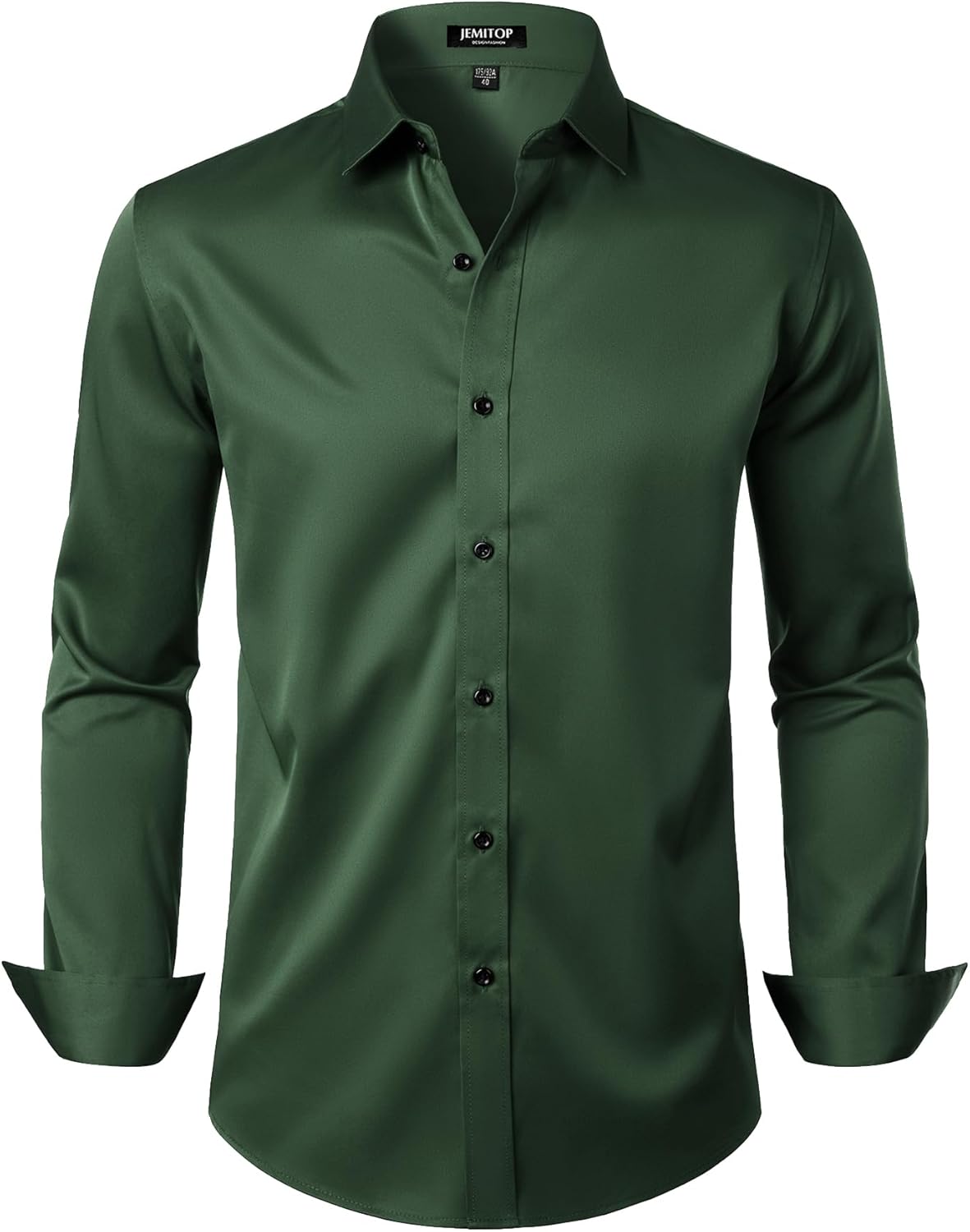 JEMITOP Men's Stretch Wrinkle Free Dress Shirts Formal Prom Wedding Long Sleeve Button Down Shirts