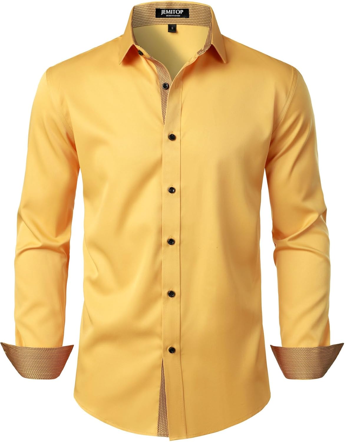 JEMITOP Men's Stretch Multi-Use Long Sleeve Dress Shirts Party Prom Wedding Shirts with Slight Sheen