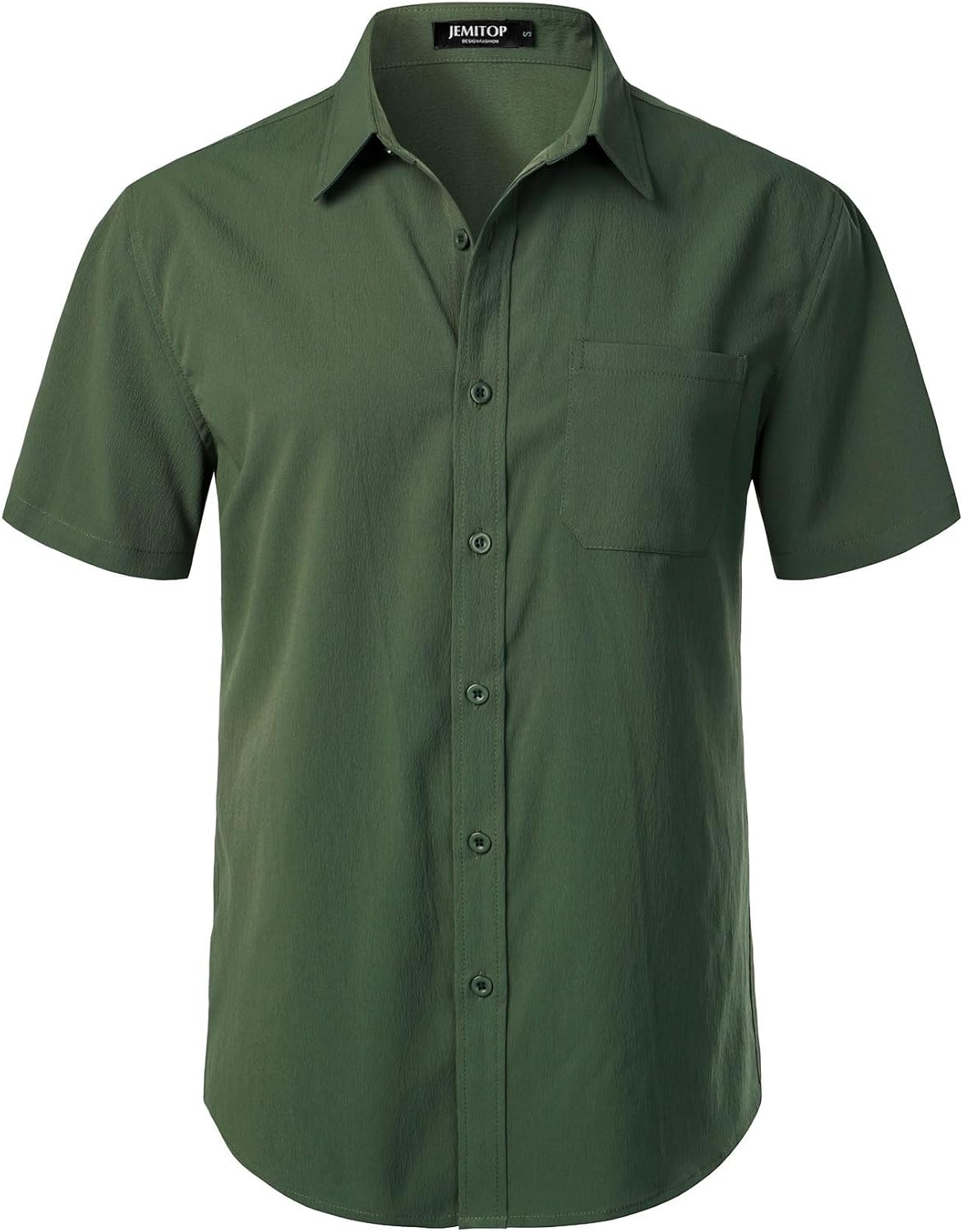 JEMITOP Men's Stretch Wrinkle Free Short Sleeve Texture Shirt Lightweight Summer Button Down Shirts for Beach Vacation