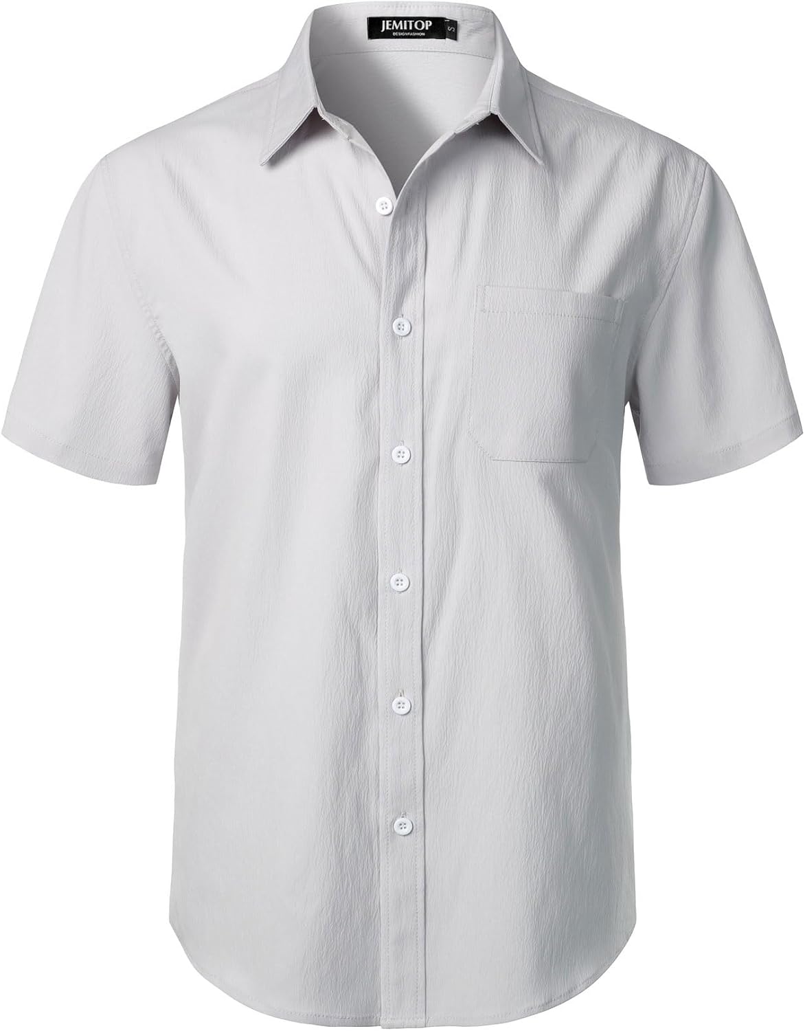 JEMITOP Men's Stretch Wrinkle Free Short Sleeve Texture Shirt Lightweight Summer Button Down Shirts for Beach Vacation