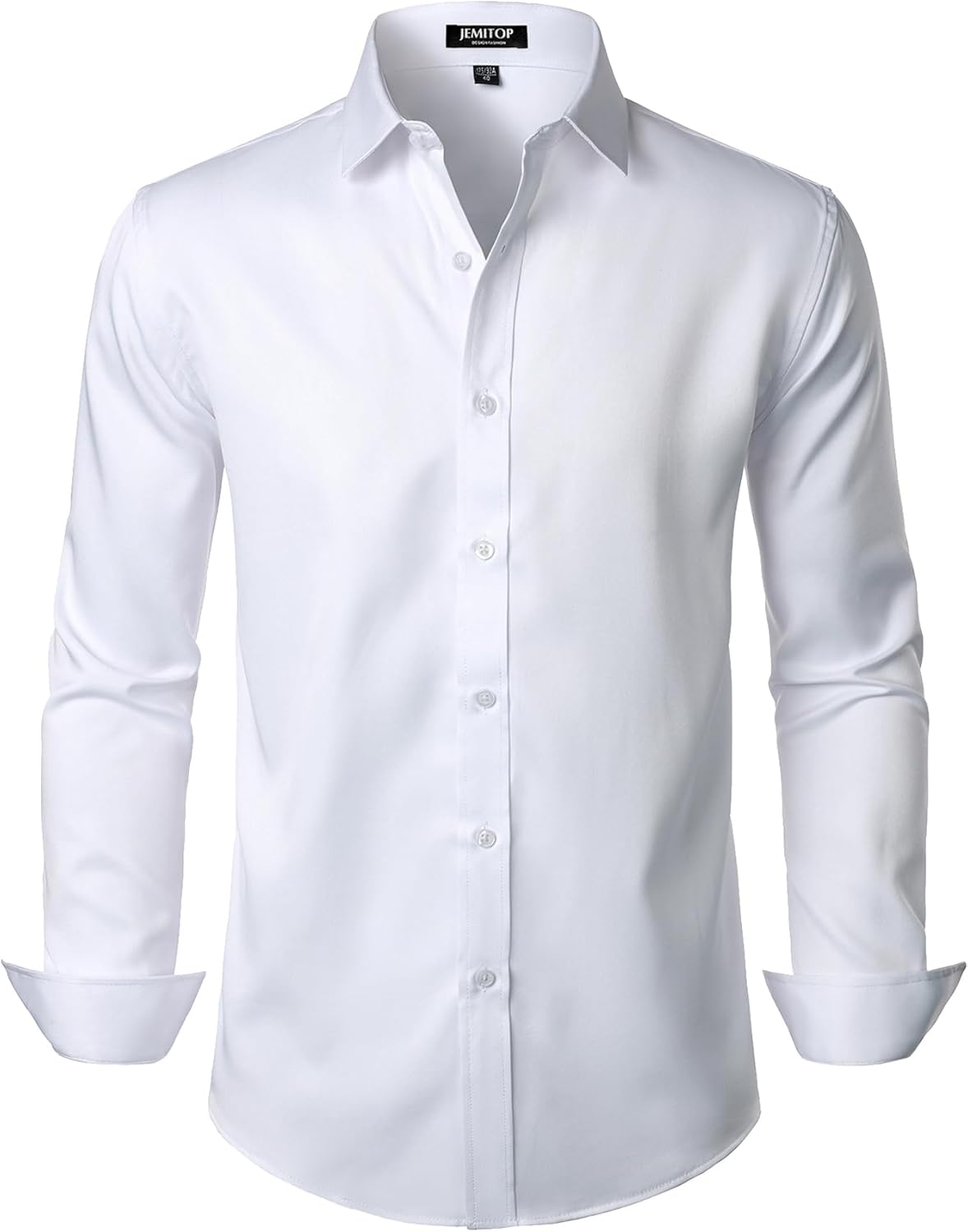 JEMITOP Men's Stretch Wrinkle Free Dress Shirts Formal Prom Wedding Long Sleeve Button Down Shirts