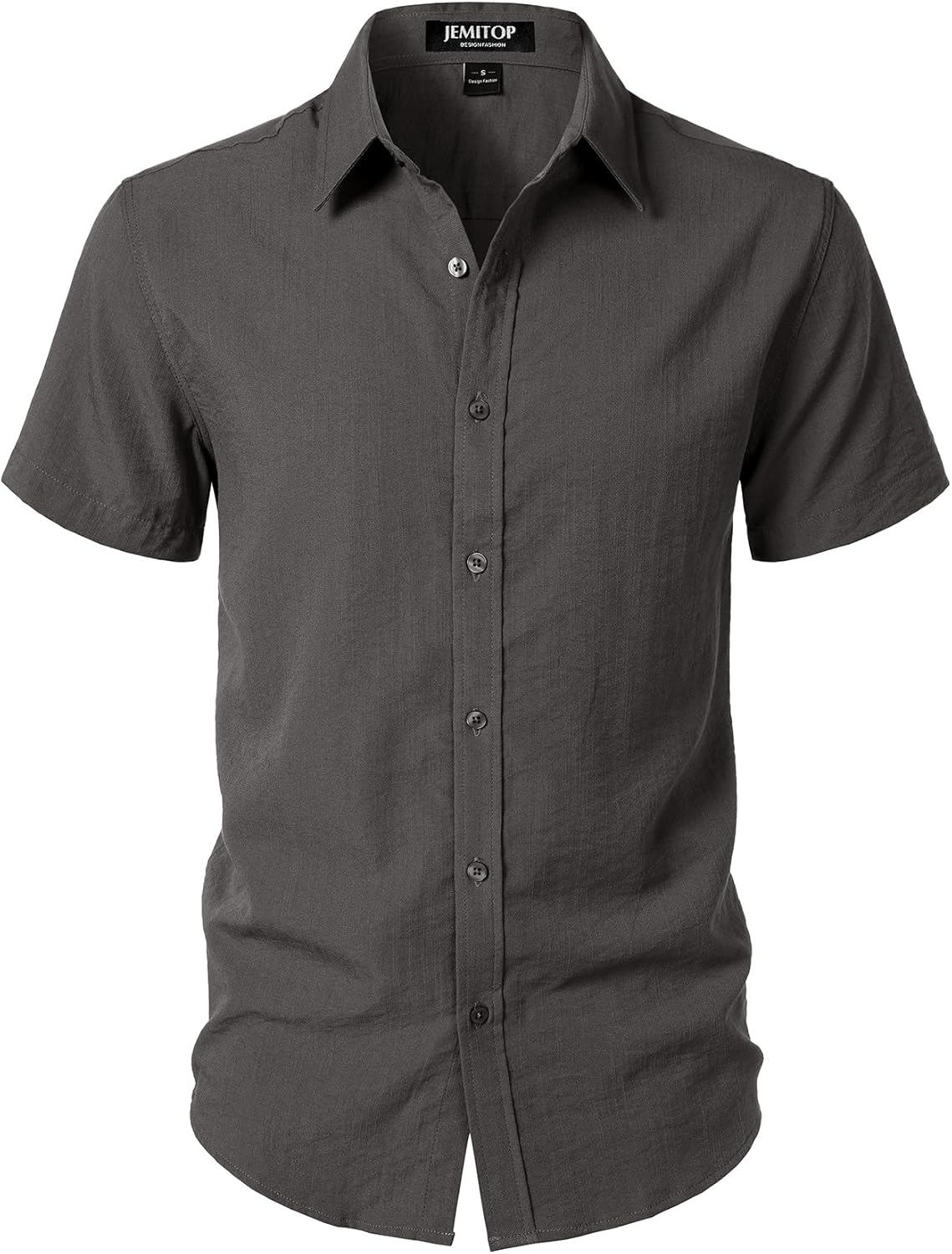 JEMITOP Men's Stretch Textured Short Sleeve Button Down Shirts Summer Casual Beach Wedding Vacation Shirt