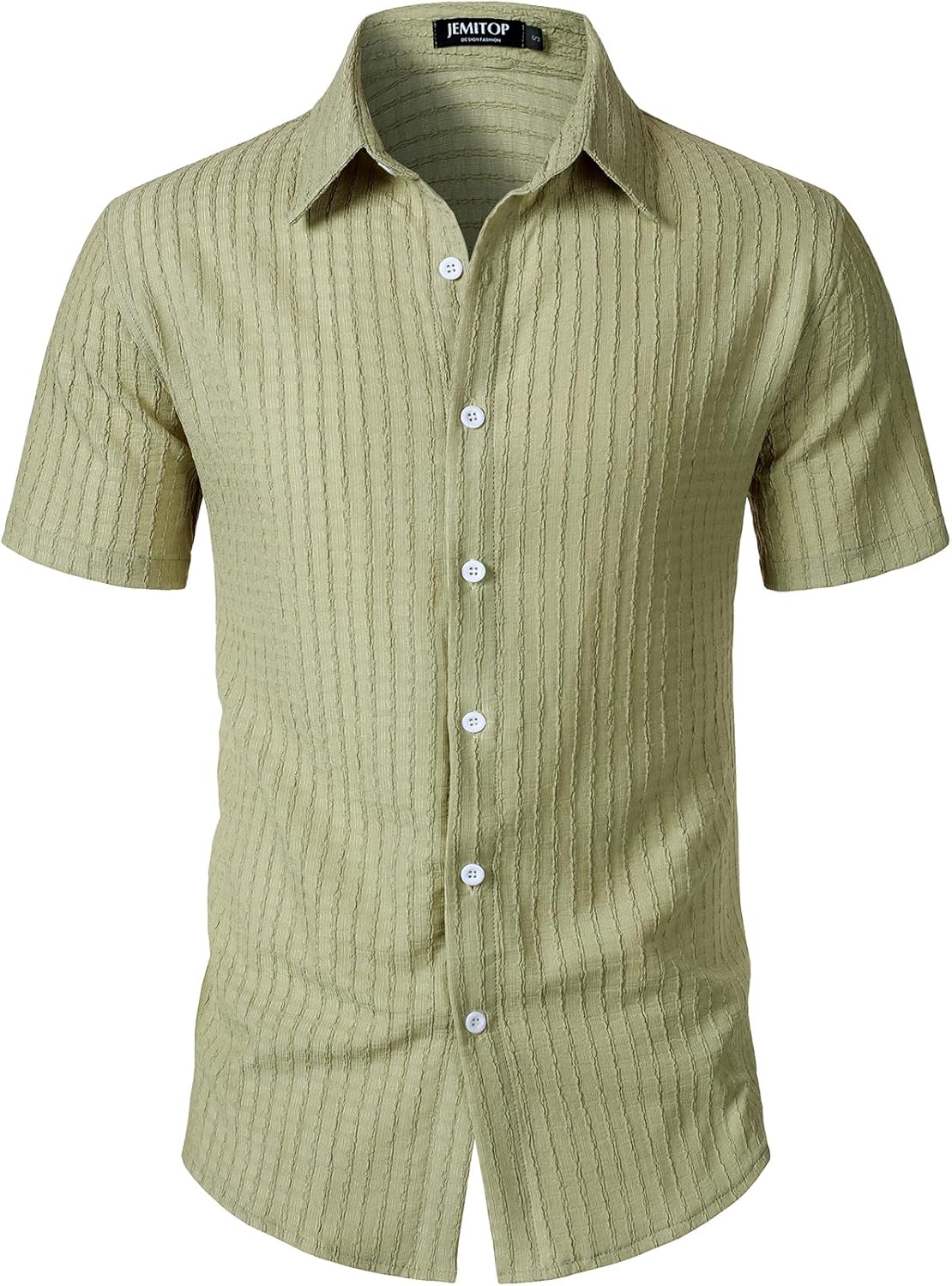JEMITOP Men's Knit Shirt Summer Casual Short Sleeve Button Down Shirt for Beach Vacation