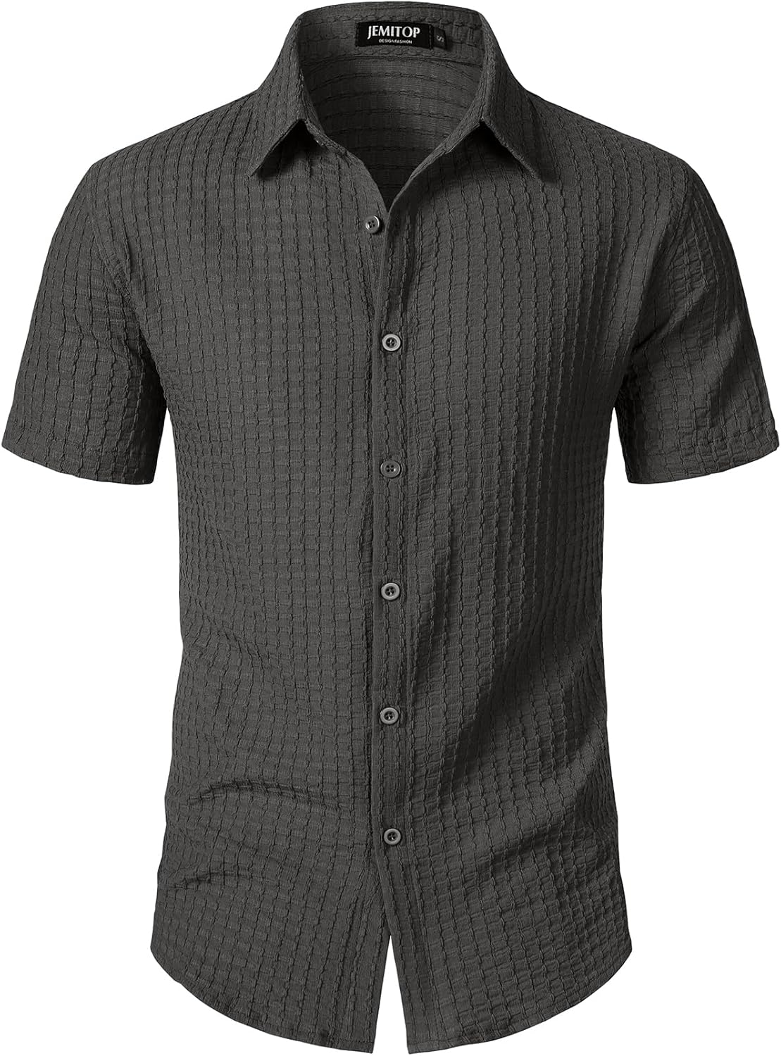 JEMITOP Men's Knit Shirt Summer Casual Short Sleeve Button Down Shirt for Beach Vacation