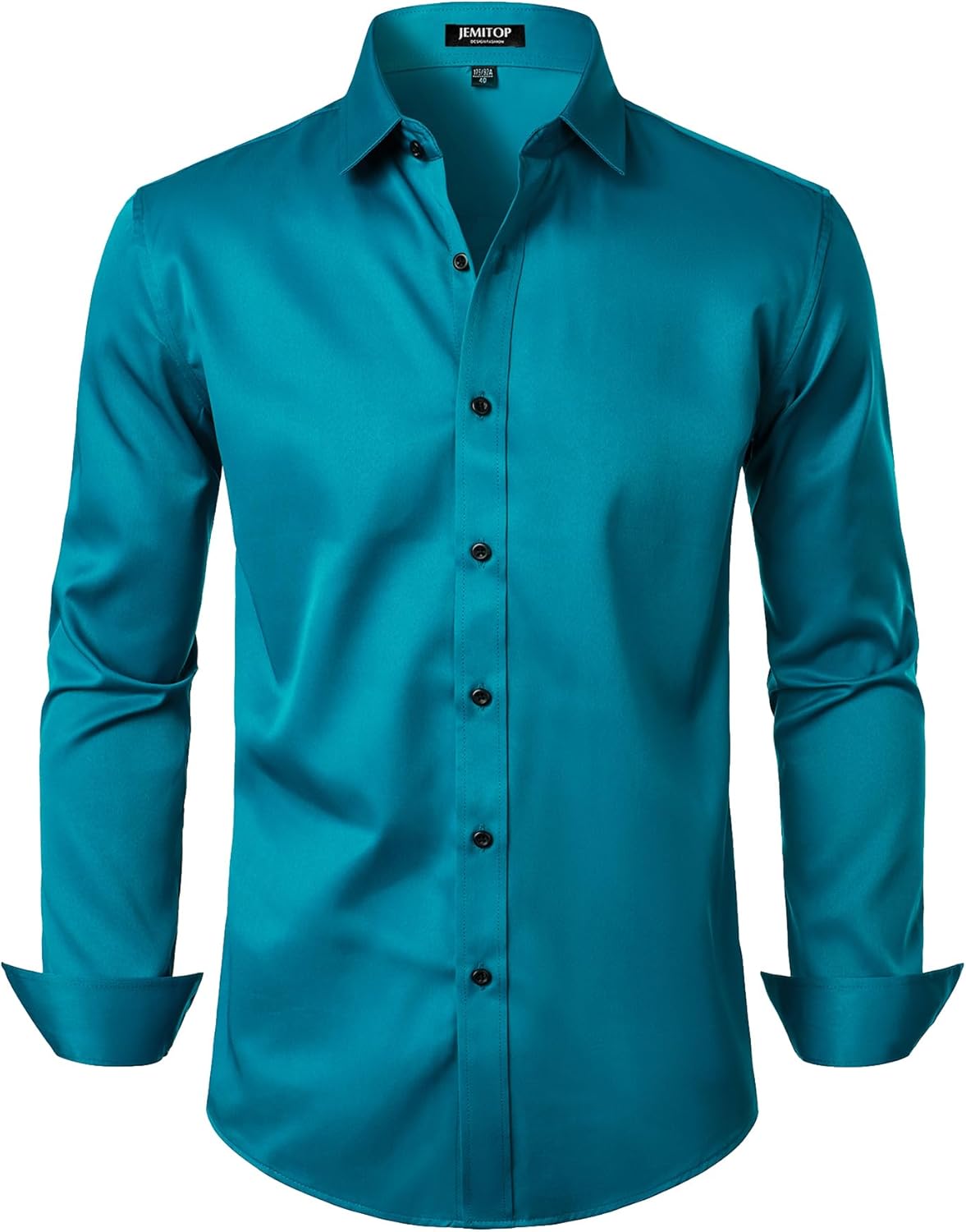 JEMITOP Men's Stretch Wrinkle Free Dress Shirts Formal Prom Wedding Long Sleeve Button Down Shirts
