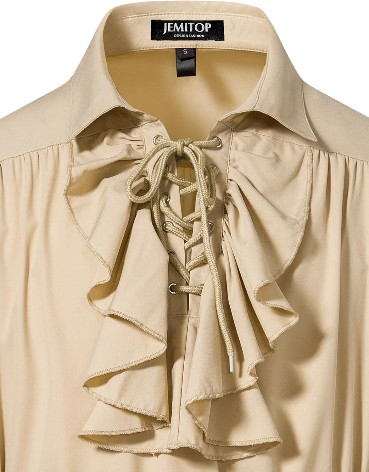JEMITOP Mens Pirate Vampire Ruffle Shirt Elastic Cuff Poet Victorian Steampunk Renaissance Medieval Cosplay Costume