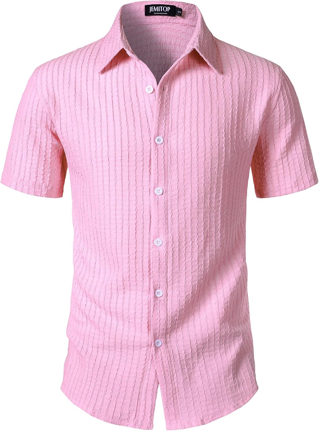 JEMITOP Men's Knit Shirt Summer Casual Short Sleeve Button Down Shirt for Beach Vacation