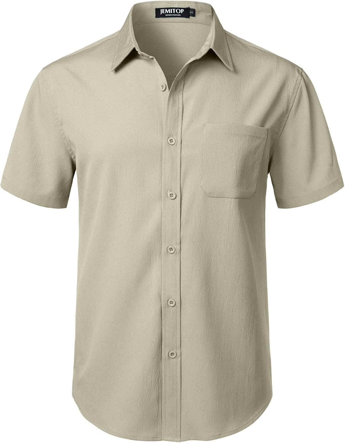 JEMITOP Men's Stretch Wrinkle Free Short Sleeve Texture Shirt Lightweight Summer Button Down Shirts for Beach Vacation