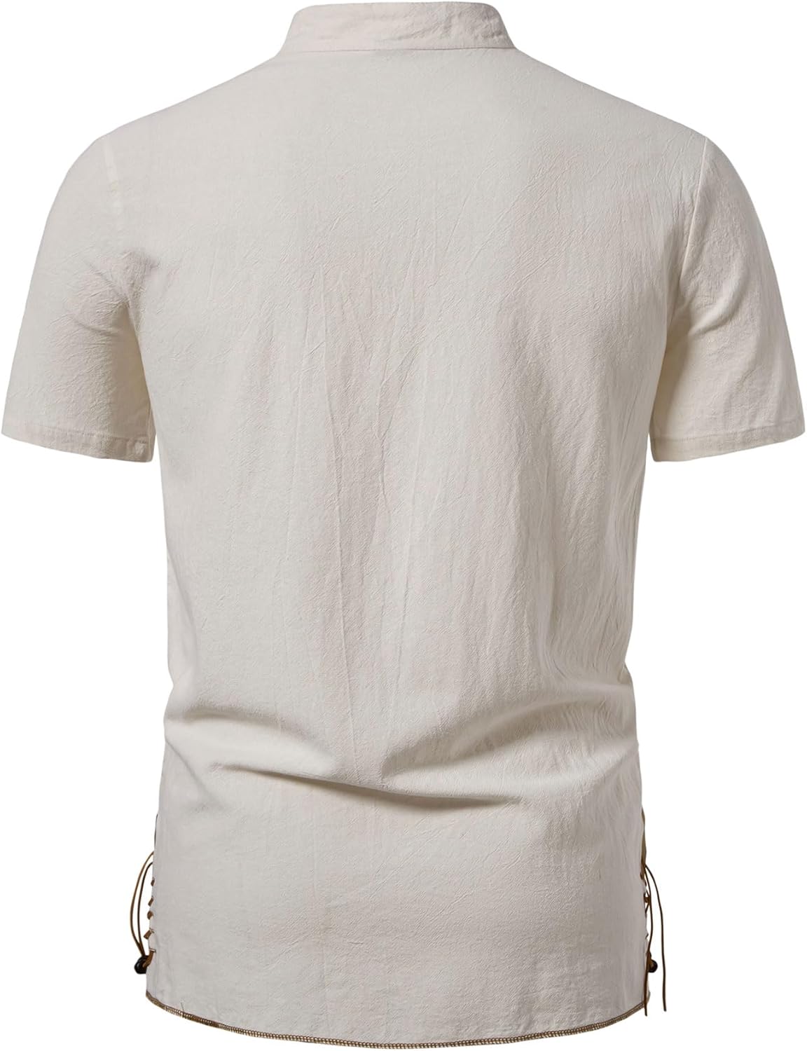 JEMITOP Men's Pure Cotton Vintage Short Sleeve Lace Up Shirts for Renaissance Pirate Viking Medieval Costume