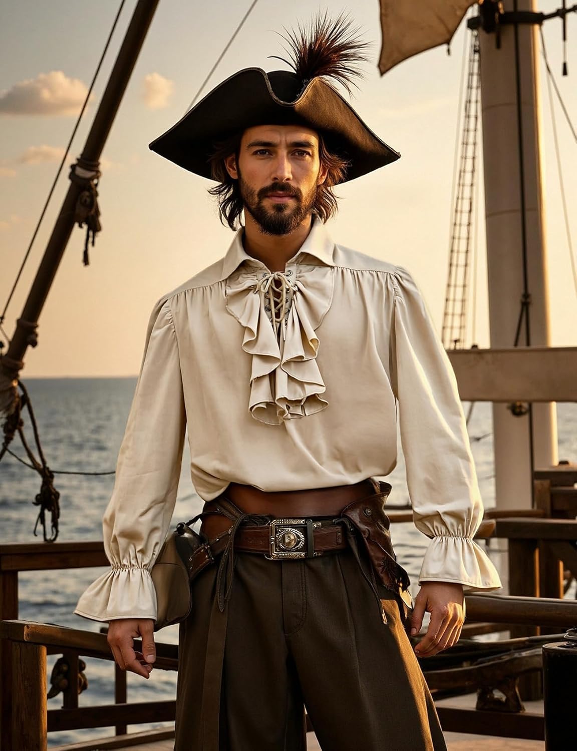 JEMITOP Men's Victorian Pirate Shirt - Vampire Steampunk