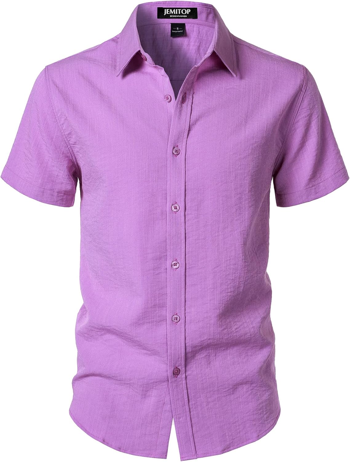 JEMITOP Men's Stretch Textured Short Sleeve Button Down Shirts Summer Casual Beach Wedding Vacation Shirt