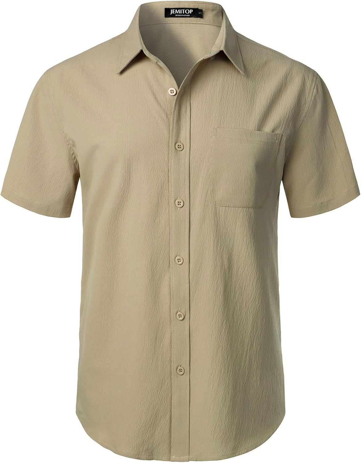 JEMITOP Men's Stretch Wrinkle Free Short Sleeve Texture Shirt Lightweight Summer Button Down Shirts for Beach Vacation