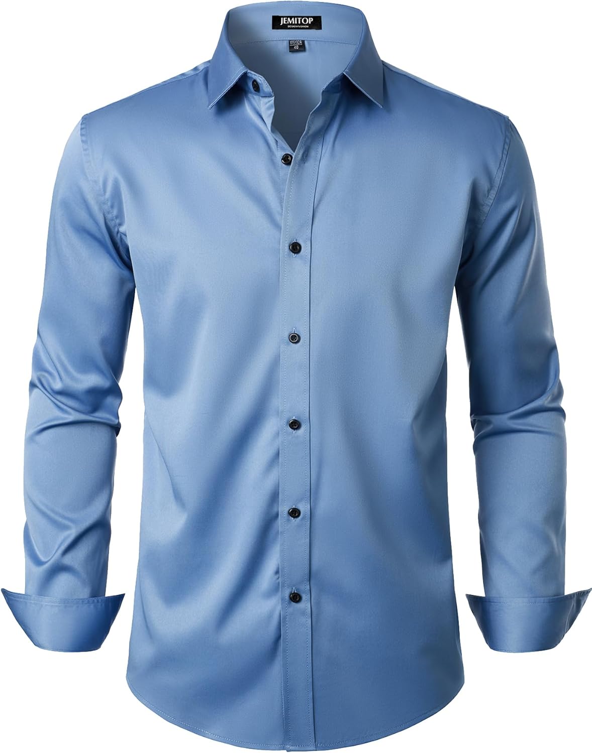 JEMITOP Men's Stretch Wrinkle Free Dress Shirts Formal Prom Wedding Long Sleeve Button Down Shirts