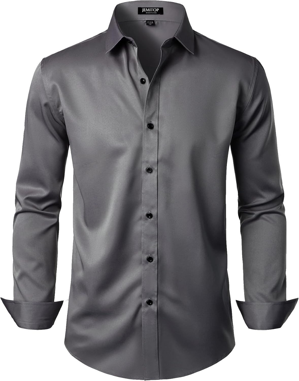 JEMITOP Men's Stretch Wrinkle Free Dress Shirts Formal Prom Wedding Long Sleeve Button Down Shirts