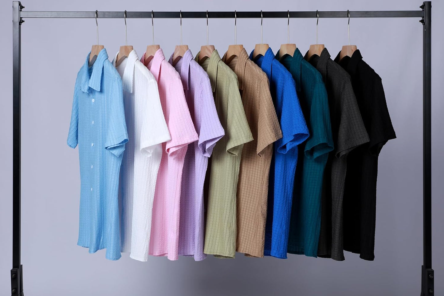 JEMITOP Men's Knit Shirt Summer Casual Short Sleeve Button Down Shirt for Beach Vacation