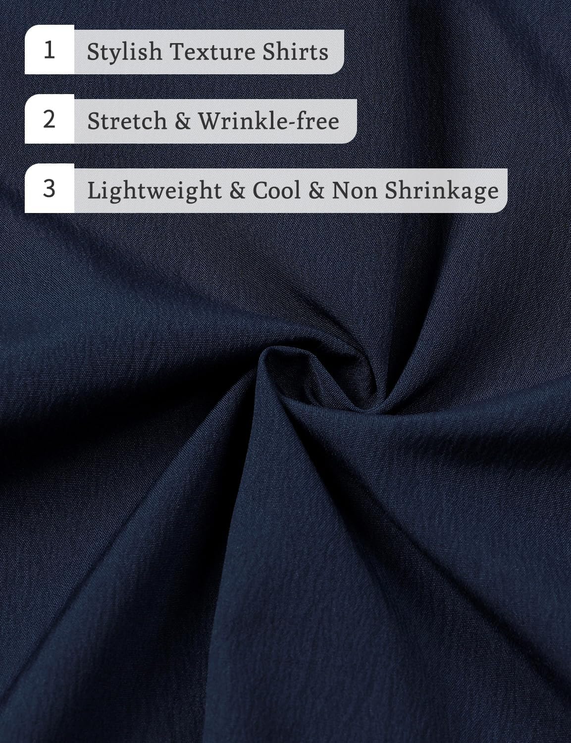 JEMITOP Men's Stretch Wrinkle Free Short Sleeve Texture Shirt Lightweight Summer Button Down Shirts for Beach Vacation