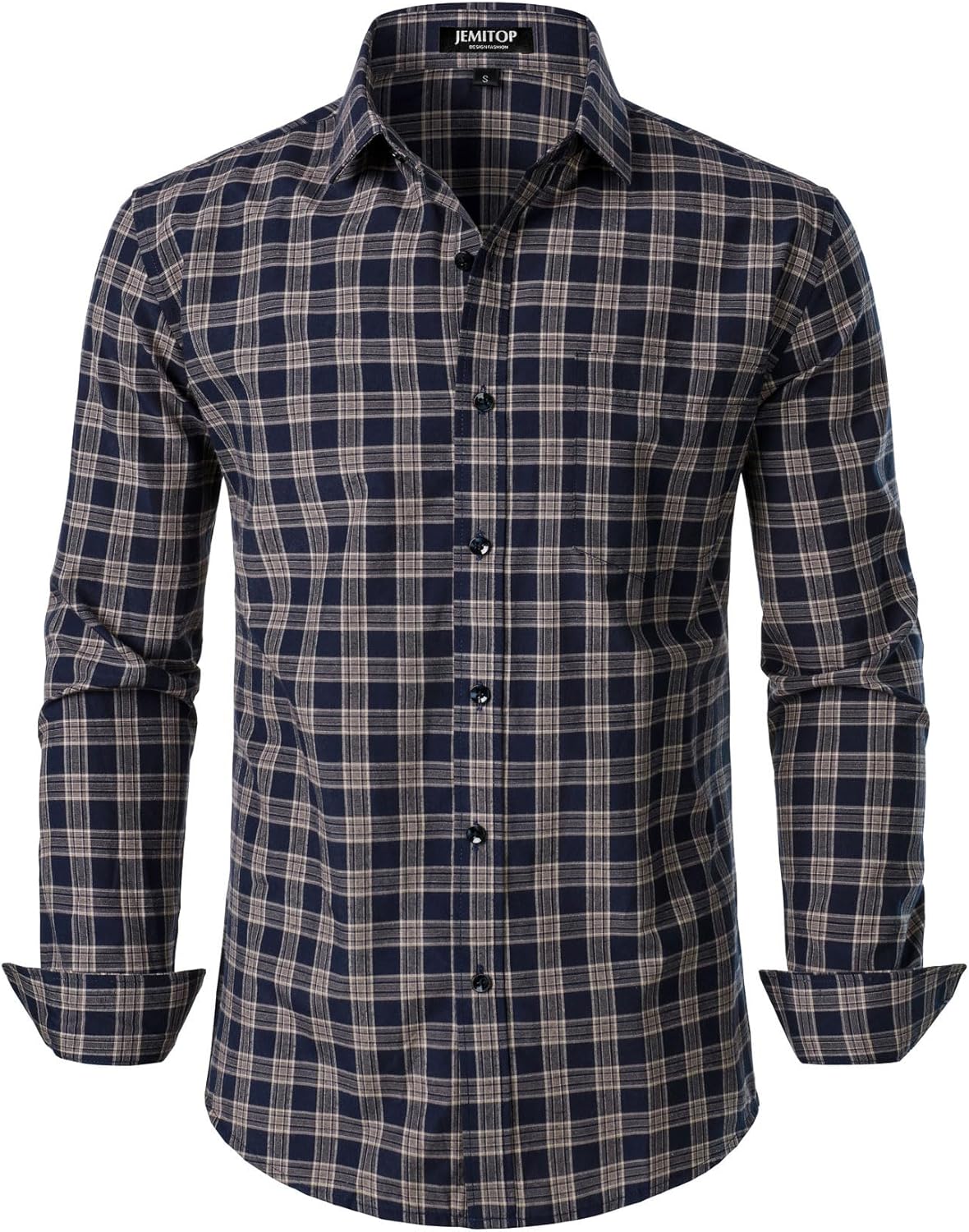JEMITOP Men's Transitional Weather Slim Fit Long Sleeve Button Down Shirt Business Casual Dress Shirts with Pocket