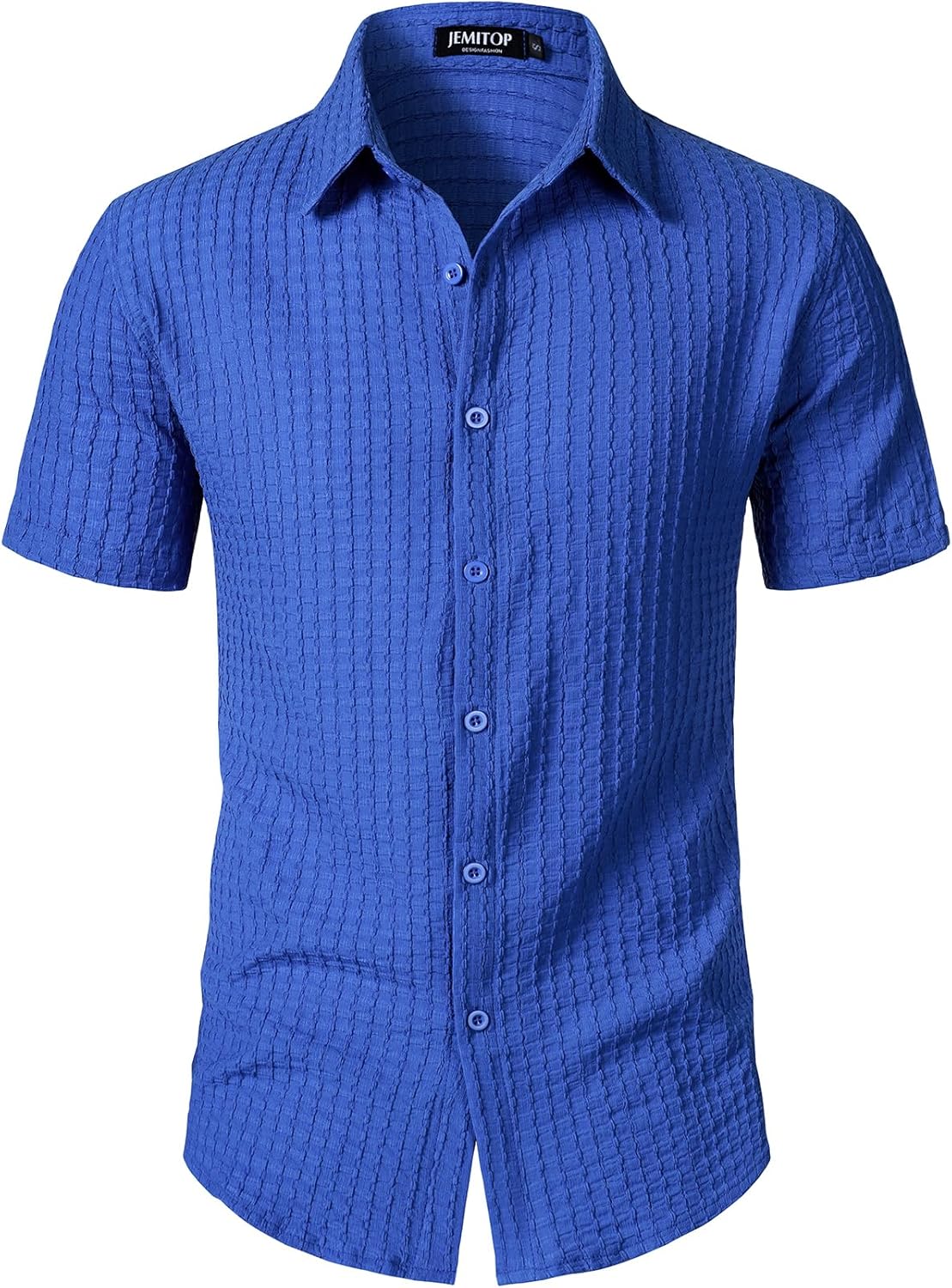 JEMITOP Men's Knit Shirt Summer Casual Short Sleeve Button Down Shirt for Beach Vacation