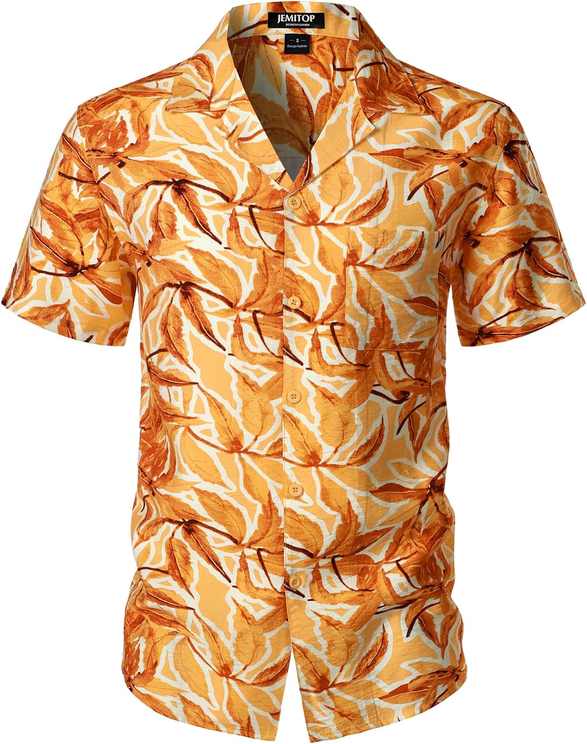 JEMITOP Men's Summer Textured Cuban Collar Hawaiian Shirts Casual Vacation Short Sleeve Button Up Shirt with Pocket