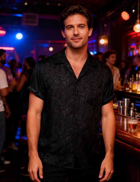 JEMITOP Mens Shiny Satin Silk-Like Designer Shirt Summer Regular Fit Short Sleeve Button Up Floral Shirt with Pocket