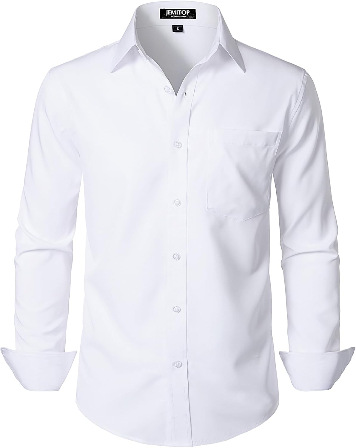 JEMITOP Men's Stretch Regular Fit Long Sleeve Dress Shirts Lightweight Business Casual Button Down Shirts with Pocket
